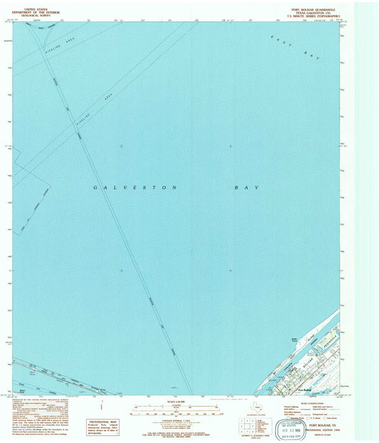 Classic USGS Port Bolivar Texas 7.5'x7.5' Topo Map Image