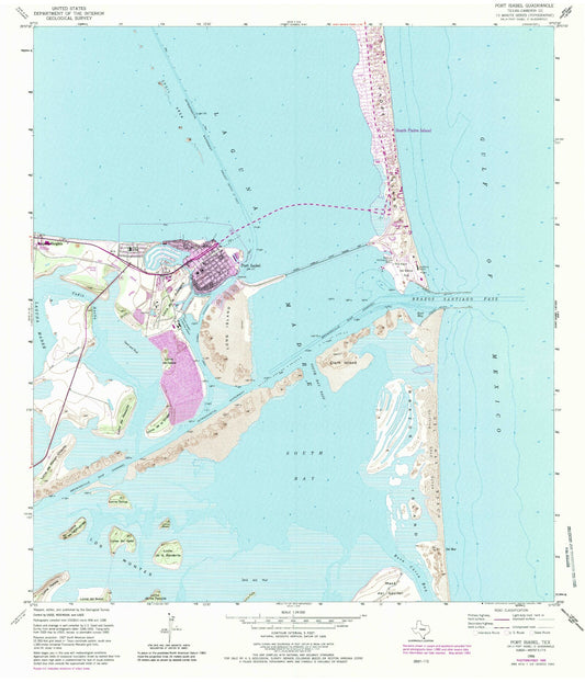 Classic USGS Port Isabel Texas 7.5'x7.5' Topo Map Image