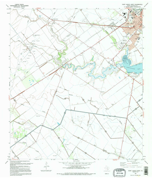 Classic USGS Port Lavaca West Texas 7.5'x7.5' Topo Map Image