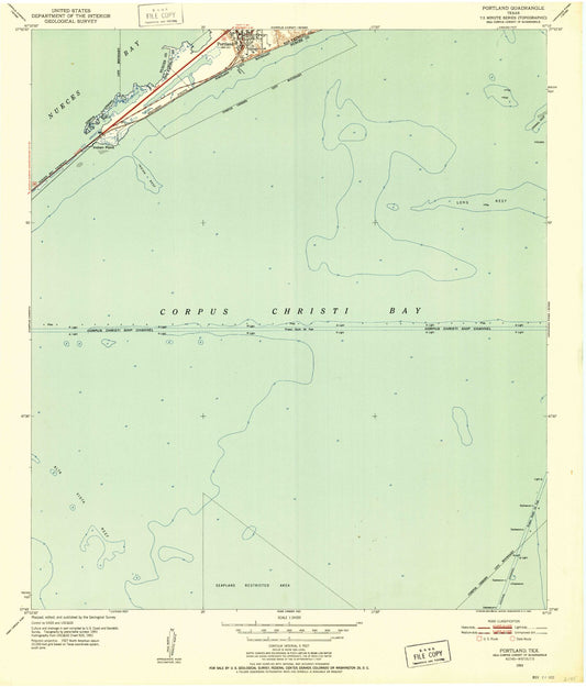 Classic USGS Portland Texas 7.5'x7.5' Topo Map Image