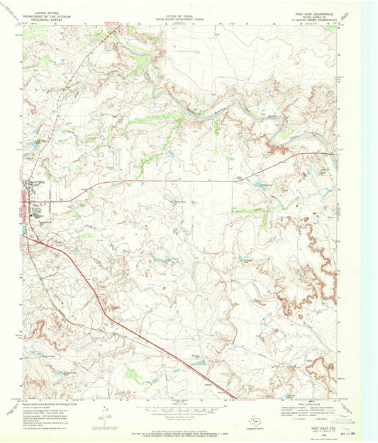 Classic USGS Post East Texas 7.5'x7.5' Topo Map Image