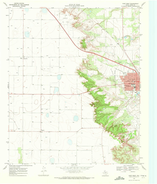 Classic USGS Post West Texas 7.5'x7.5' Topo Map Image