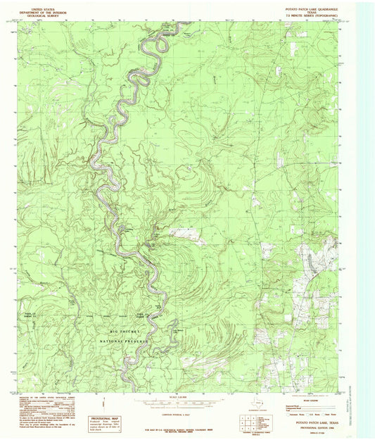 Classic USGS Tater Patch Lake Texas 7.5'x7.5' Topo Map Image