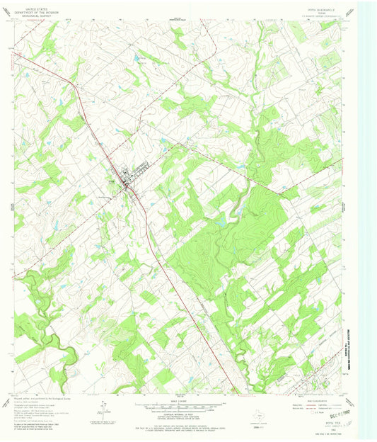Classic USGS Poth Texas 7.5'x7.5' Topo Map Image