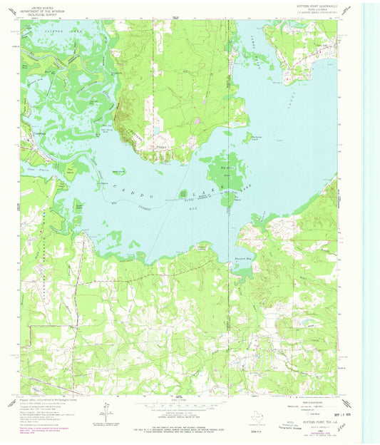 Classic USGS Potters Point Texas 7.5'x7.5' Topo Map Image