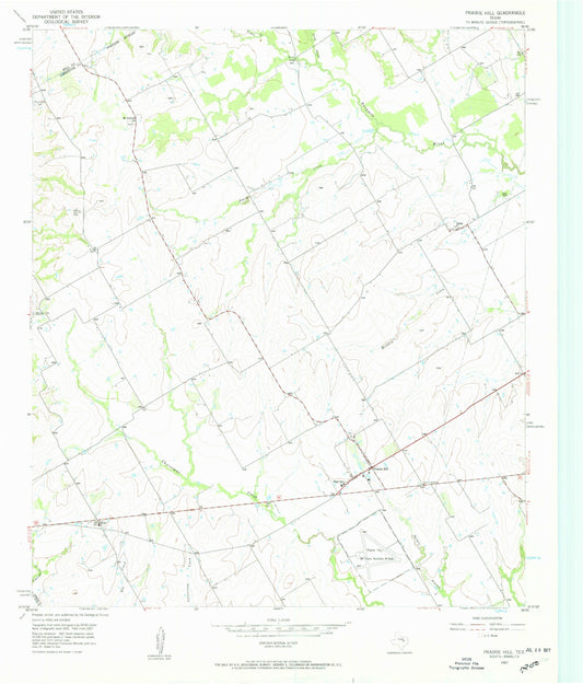 Classic USGS Prairie Hill Texas 7.5'x7.5' Topo Map Image