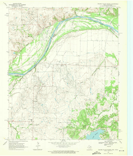 Classic USGS Prairie Valley School Texas 7.5'x7.5' Topo Map Image