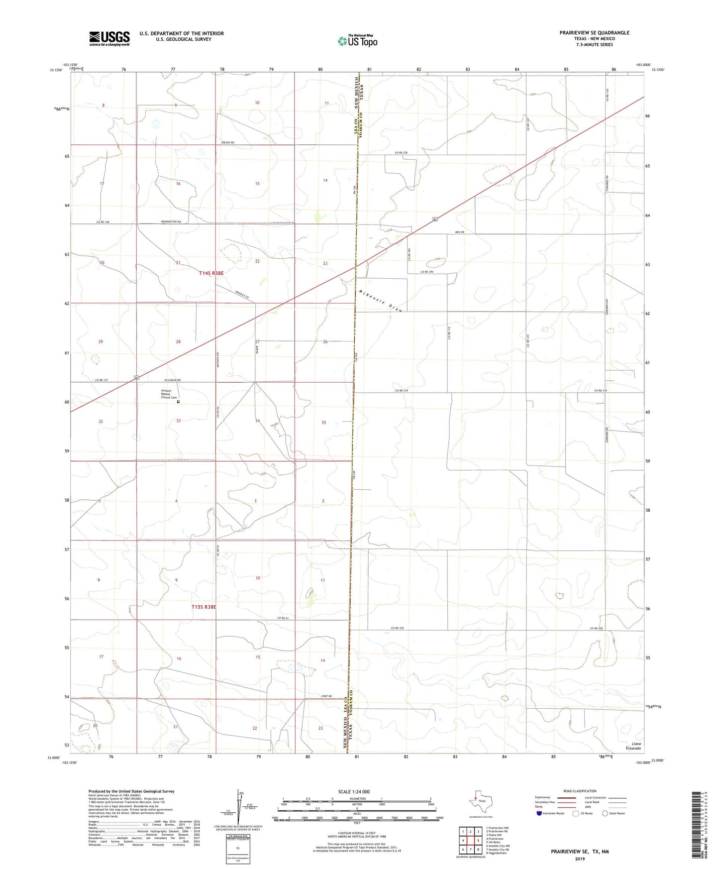 Prairieview SE Texas US Topo Map Image