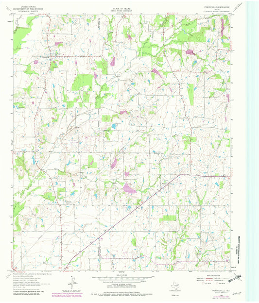 Classic USGS Prairieville Texas 7.5'x7.5' Topo Map Image
