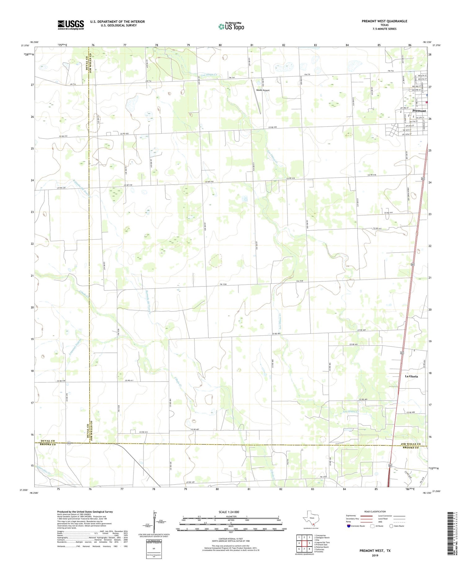 Premont West Texas US Topo Map Image