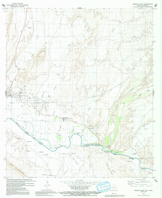 Classic USGS Presidio East Texas 7.5'x7.5' Topo Map Image