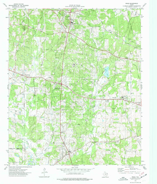 Classic USGS Price Texas 7.5'x7.5' Topo Map Image