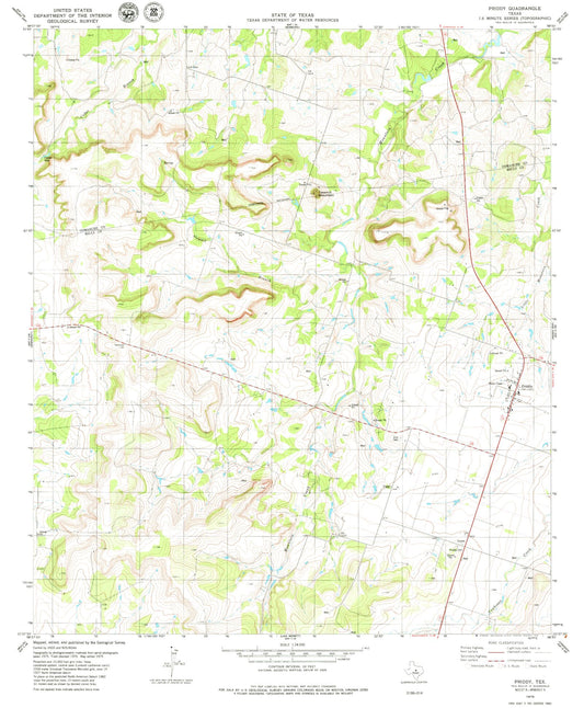Classic USGS Priddy Texas 7.5'x7.5' Topo Map Image