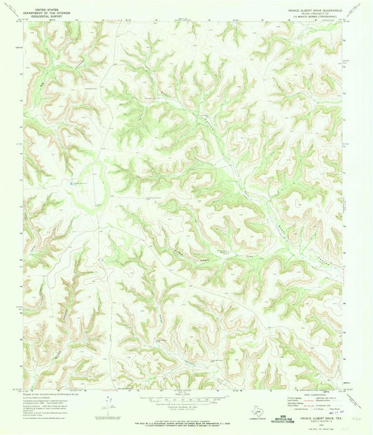 Classic USGS Prince Albert Draw Texas 7.5'x7.5' Topo Map Image