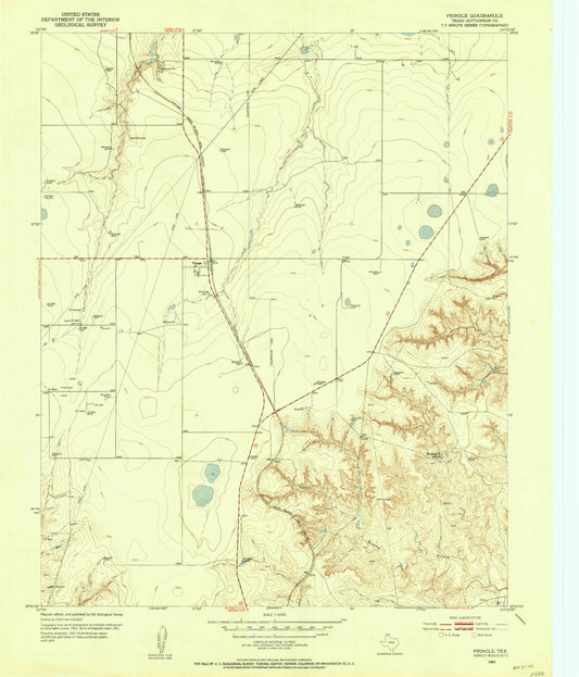 Classic USGS Pringle Texas 7.5'x7.5' Topo Map Image