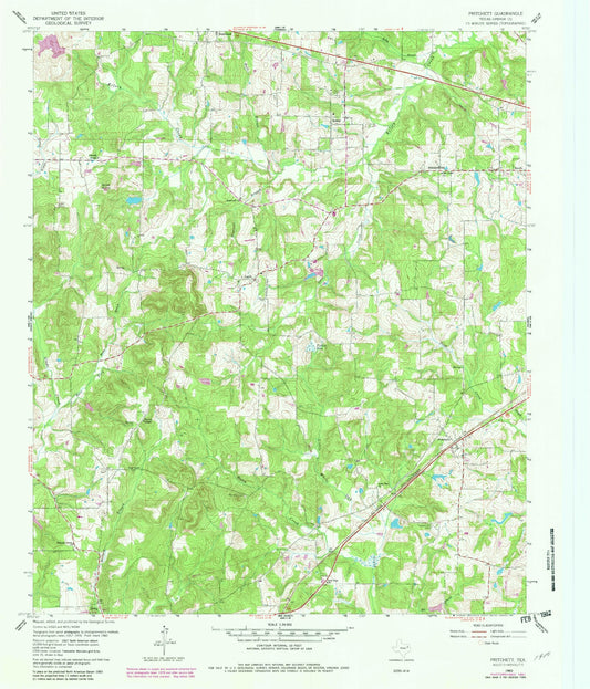Classic USGS Pritchett Texas 7.5'x7.5' Topo Map Image