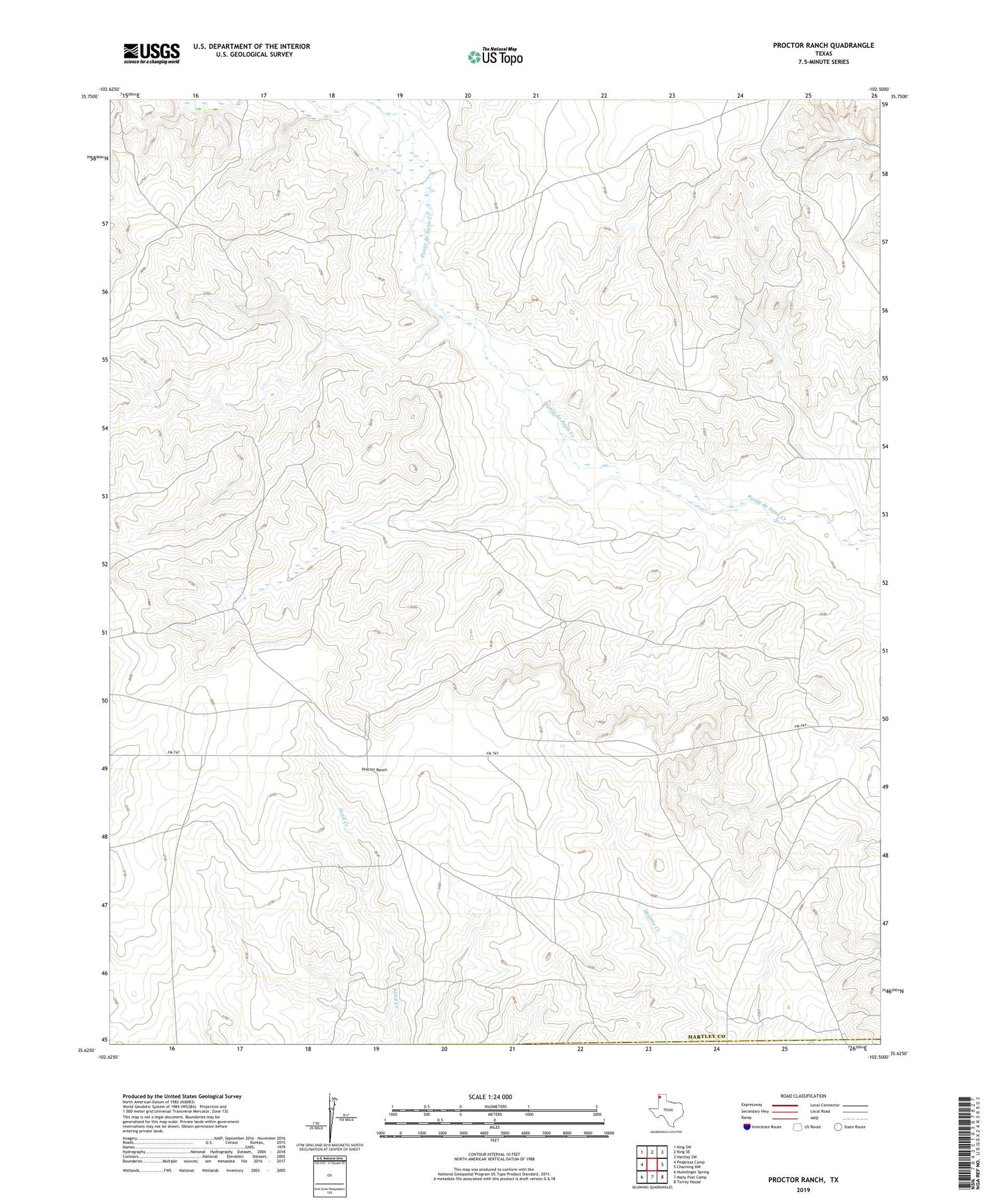 Proctor Ranch Texas US Topo Map Image
