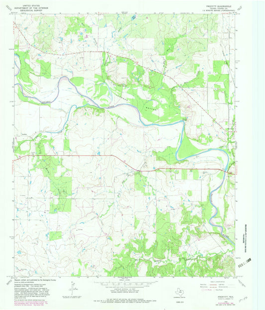 Classic USGS Proffitt Texas 7.5'x7.5' Topo Map Image