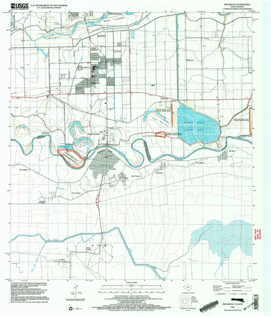 Classic USGS Progreso Texas 7.5'x7.5' Topo Map Image