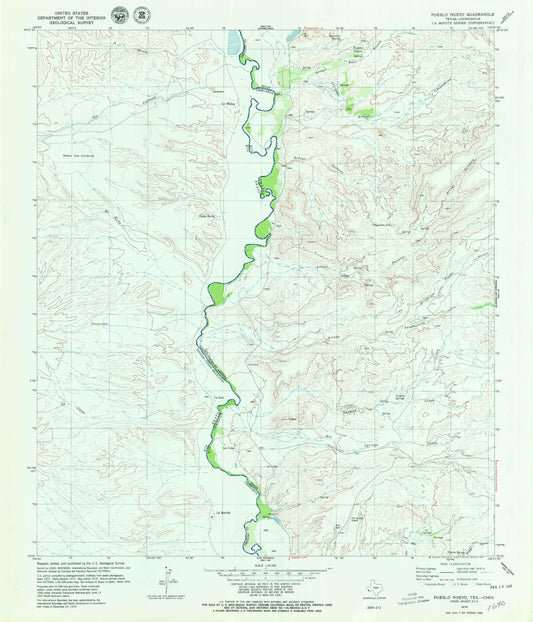 Classic USGS Pueblo Nuevo Texas 7.5'x7.5' Topo Map Image