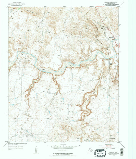 Classic USGS Puente Texas 7.5'x7.5' Topo Map Image