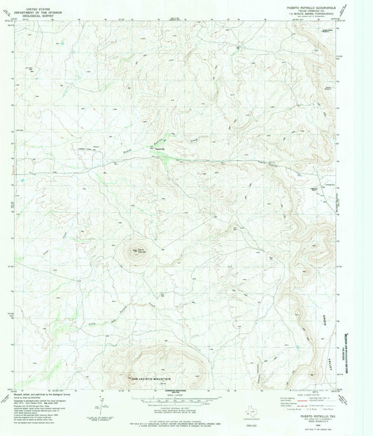 Classic USGS Puerto Potrillo Texas 7.5'x7.5' Topo Map Image