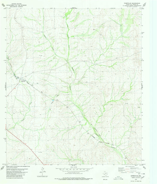 Classic USGS Pumpville Texas 7.5'x7.5' Topo Map Image