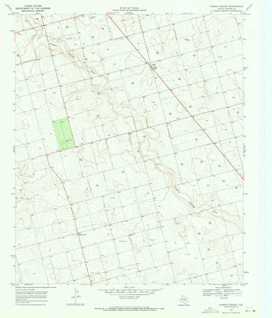 Classic USGS Punkin Center Texas 7.5'x7.5' Topo Map Image