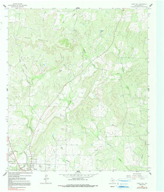 Classic USGS Purdy Hill Texas 7.5'x7.5' Topo Map Image