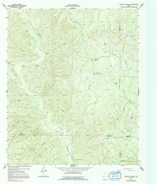 Classic USGS Pursley House Texas 7.5'x7.5' Topo Map Image