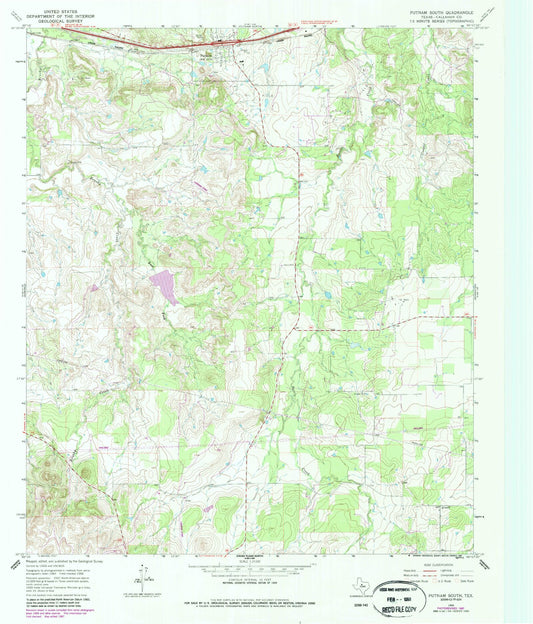Classic USGS Putnam South Texas 7.5'x7.5' Topo Map Image