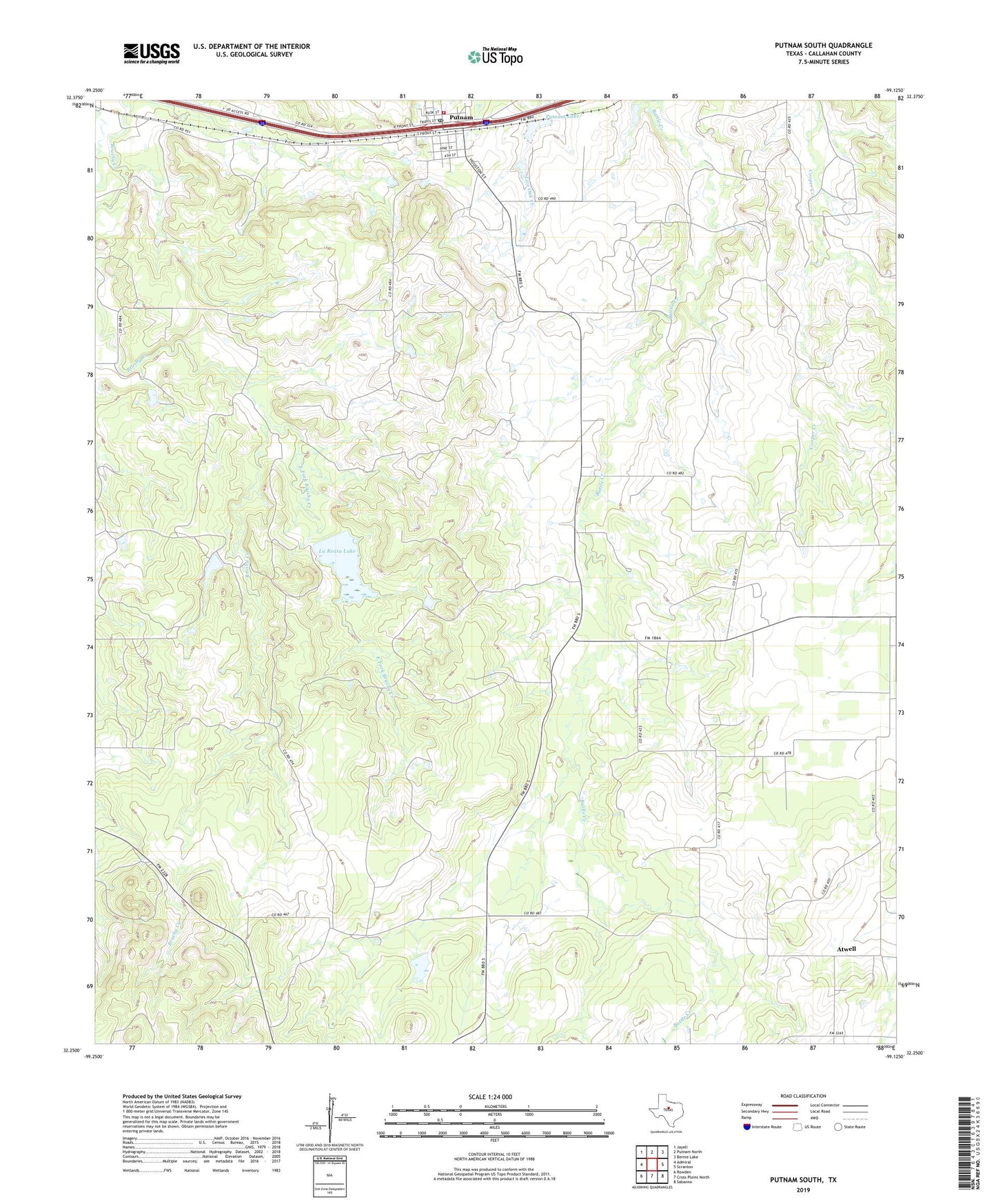 Putnam South Texas US Topo Map Image
