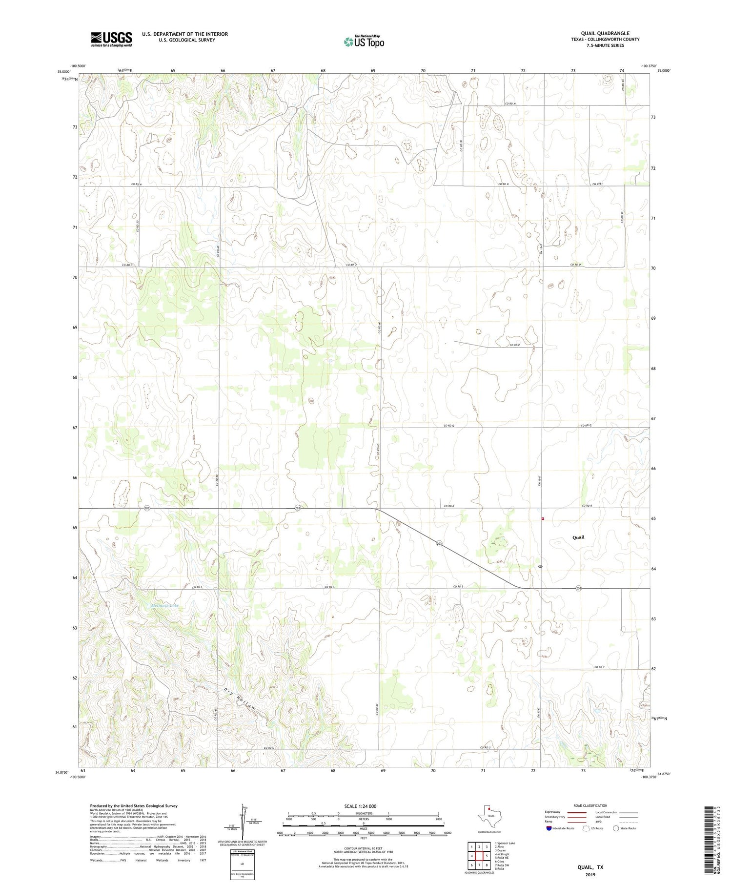 Quail Texas US Topo Map Image