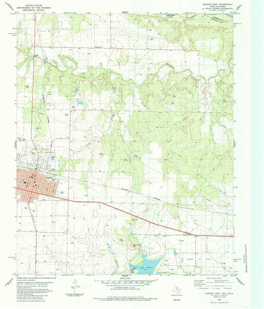 Classic USGS Quanah East Texas 7.5'x7.5' Topo Map Image