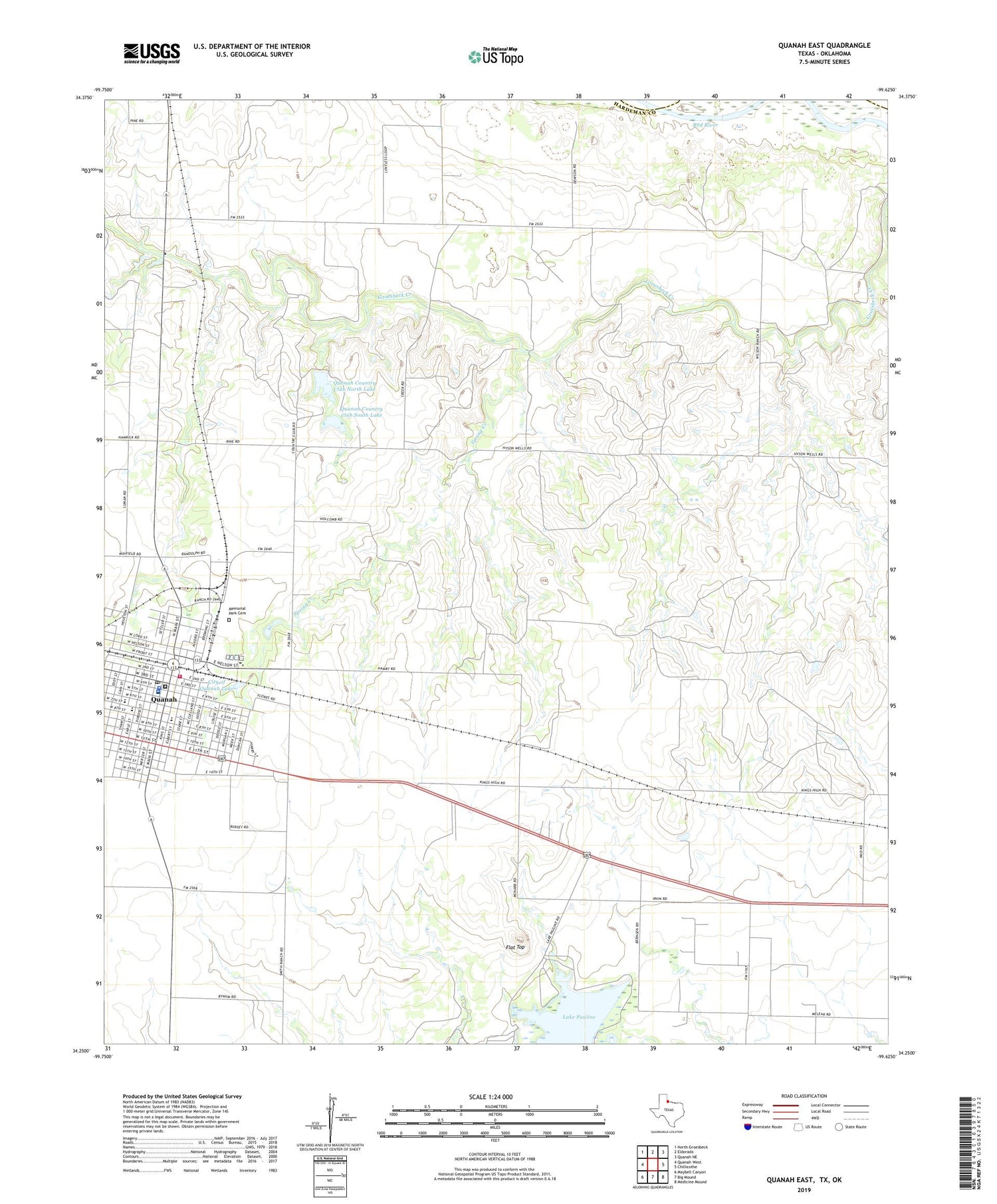Quanah East Texas US Topo Map Image