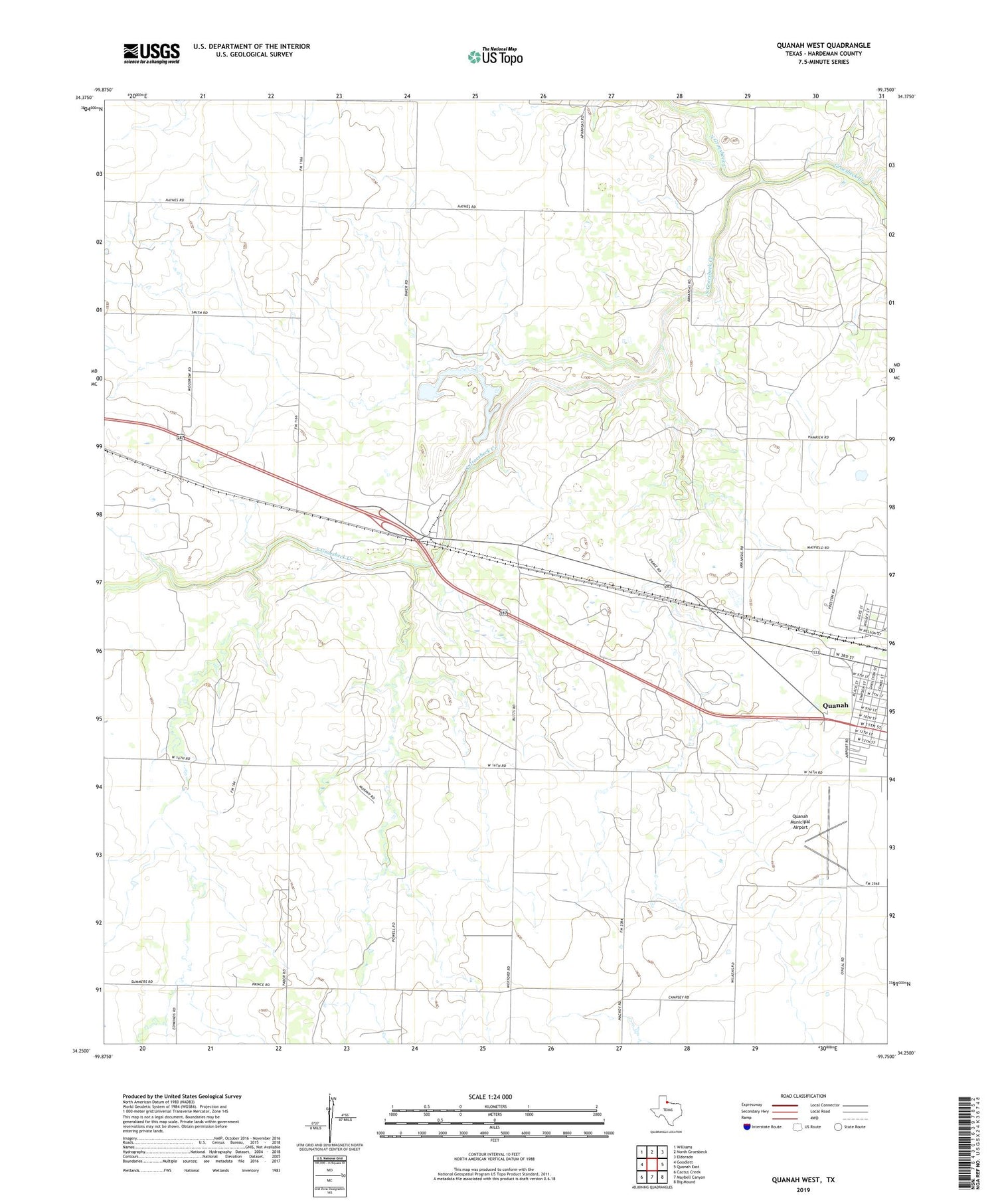 Quanah West Texas US Topo Map Image