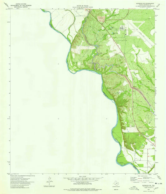 Classic USGS Quemado SE Texas 7.5'x7.5' Topo Map Image