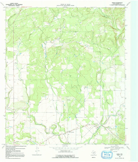 Classic USGS Quihi Texas 7.5'x7.5' Topo Map Image