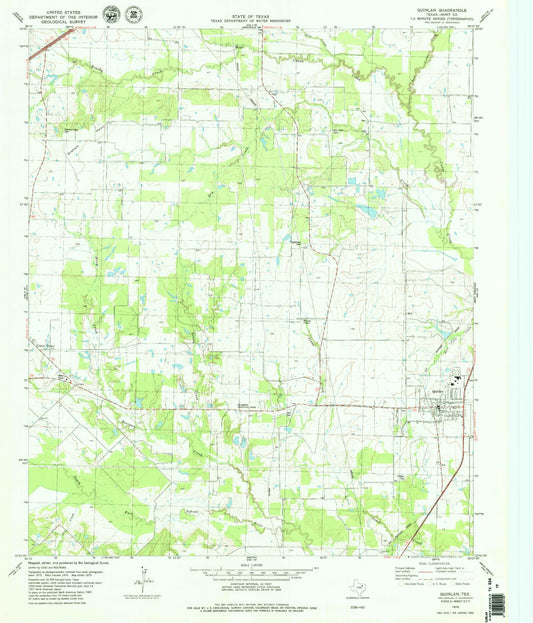 Classic USGS Quinlan Texas 7.5'x7.5' Topo Map Image