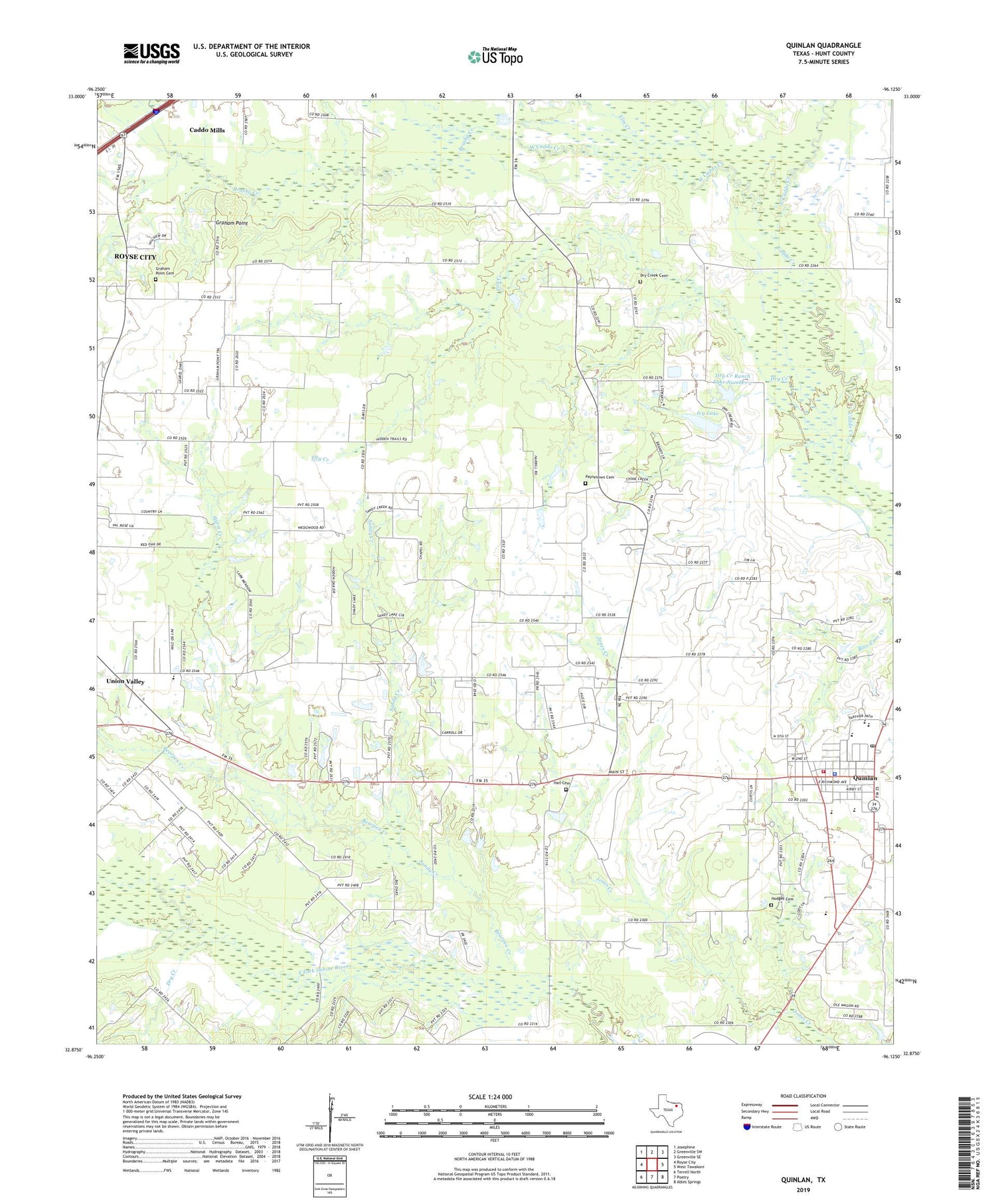 Quinlan Texas US Topo Map Image