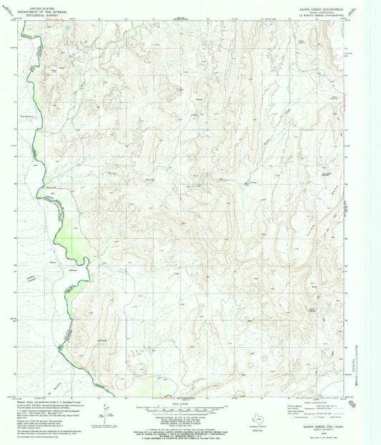 Classic USGS Quinn Creek Texas 7.5'x7.5' Topo Map Image
