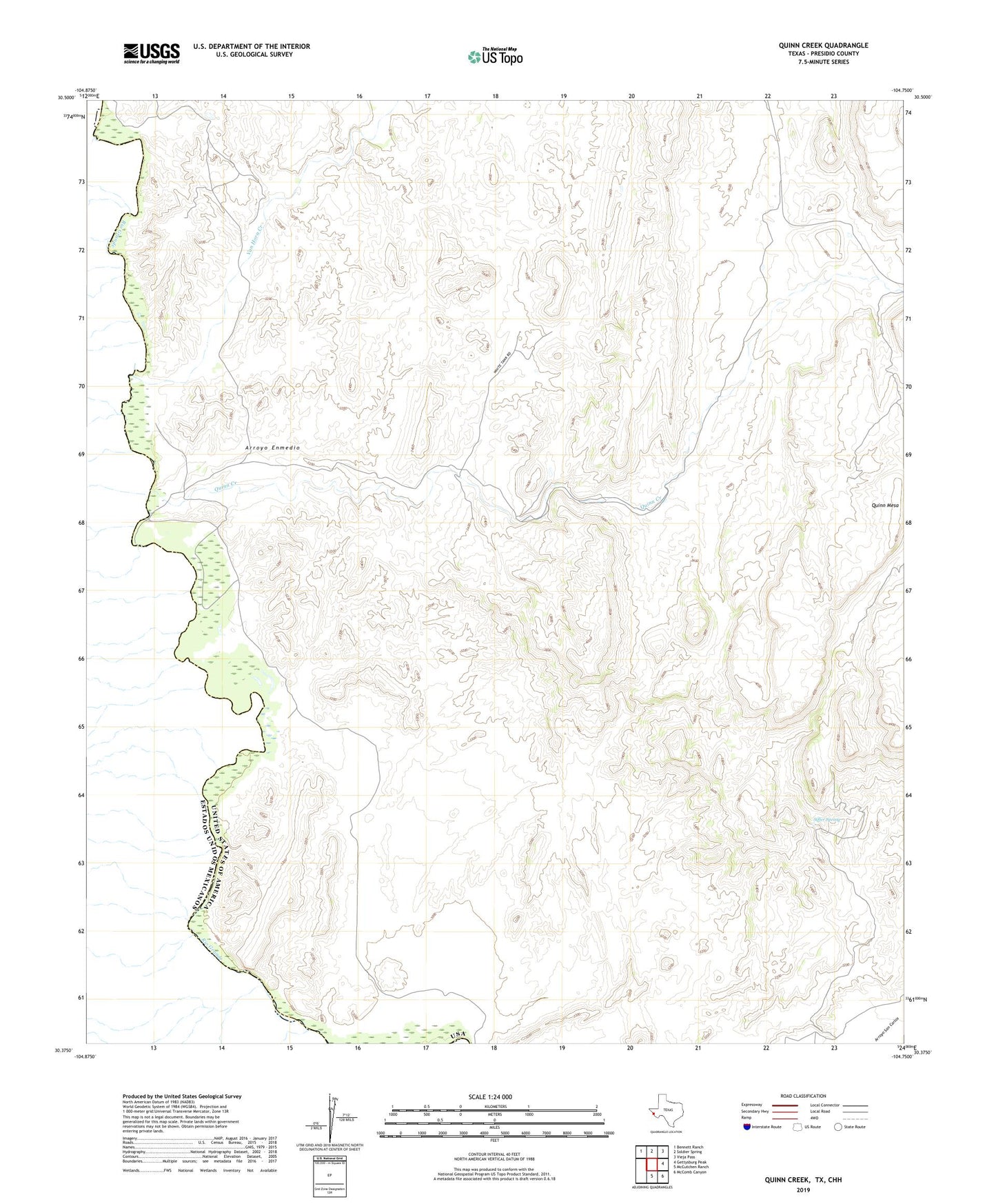 Quinn Creek Texas US Topo Map Image