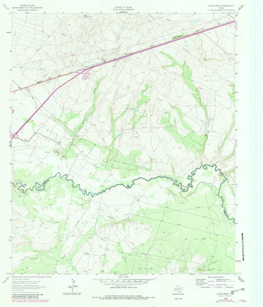 Classic USGS Quito Draw Texas 7.5'x7.5' Topo Map Image