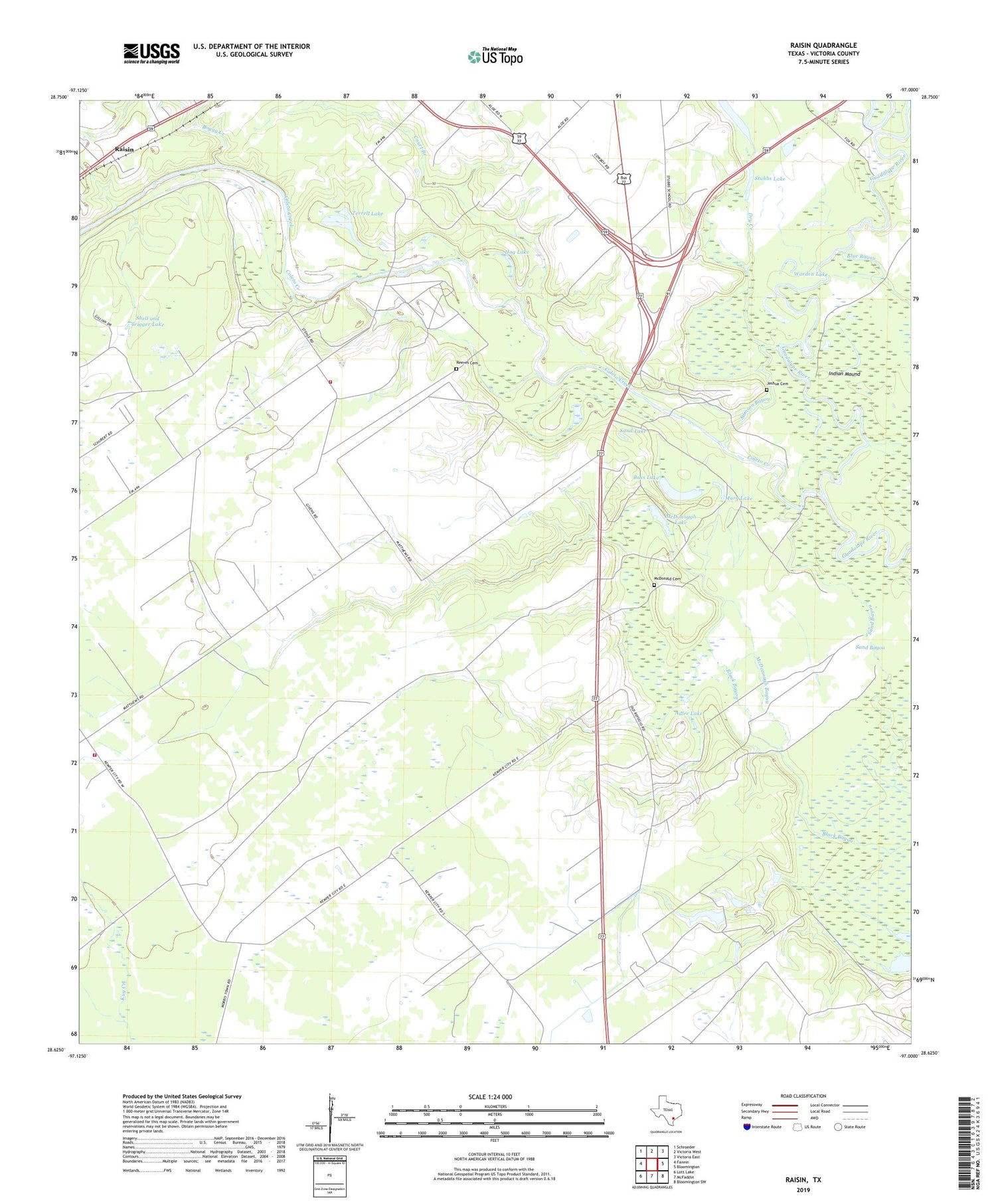 Raisin Texas US Topo Map Image