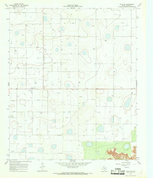 Classic USGS Ralls SE Texas 7.5'x7.5' Topo Map Image