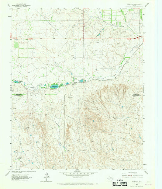 Classic USGS Ramsdell Texas 7.5'x7.5' Topo Map Image