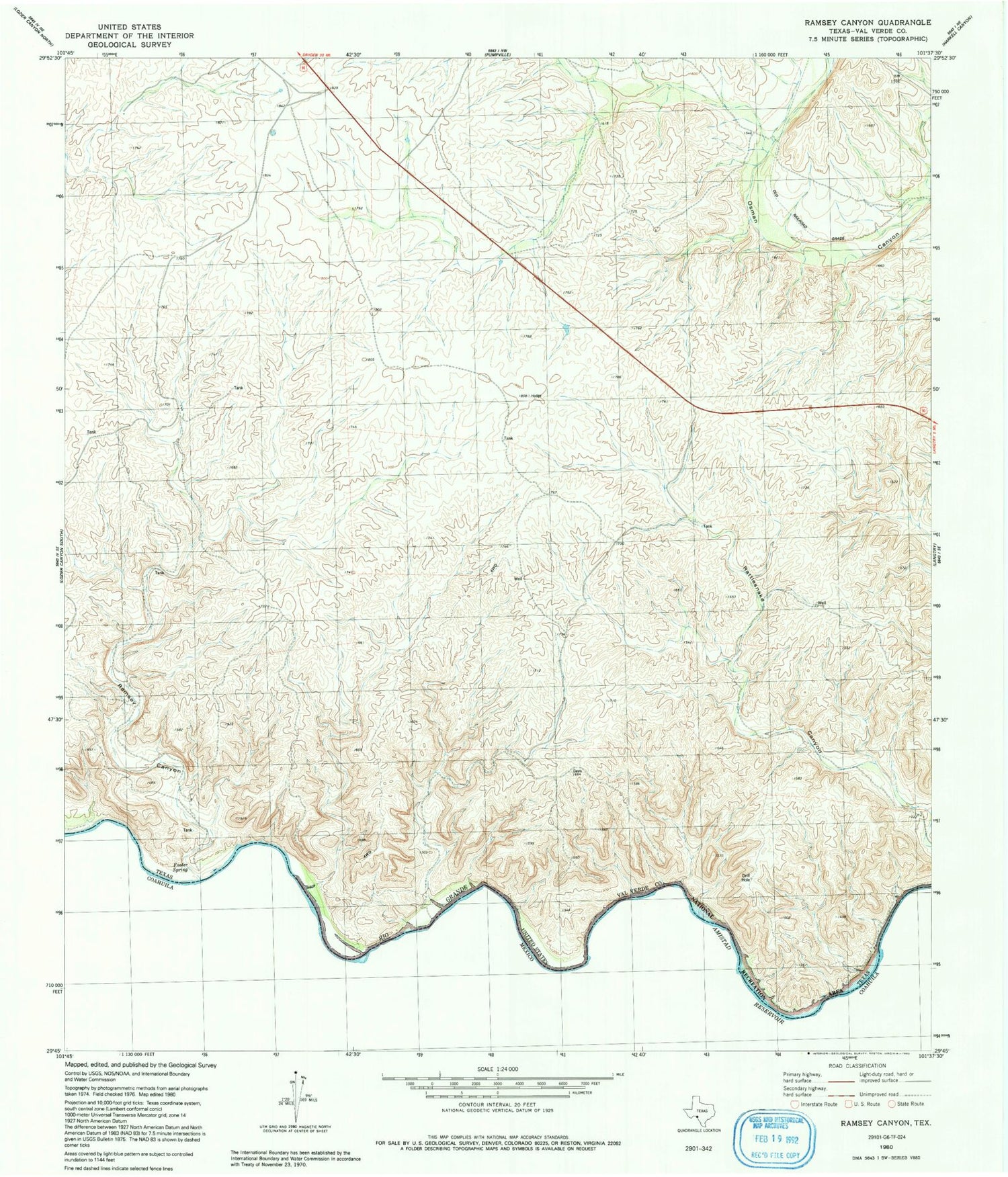Classic USGS Ramsey Canyon Texas 7.5'x7.5' Topo Map Image