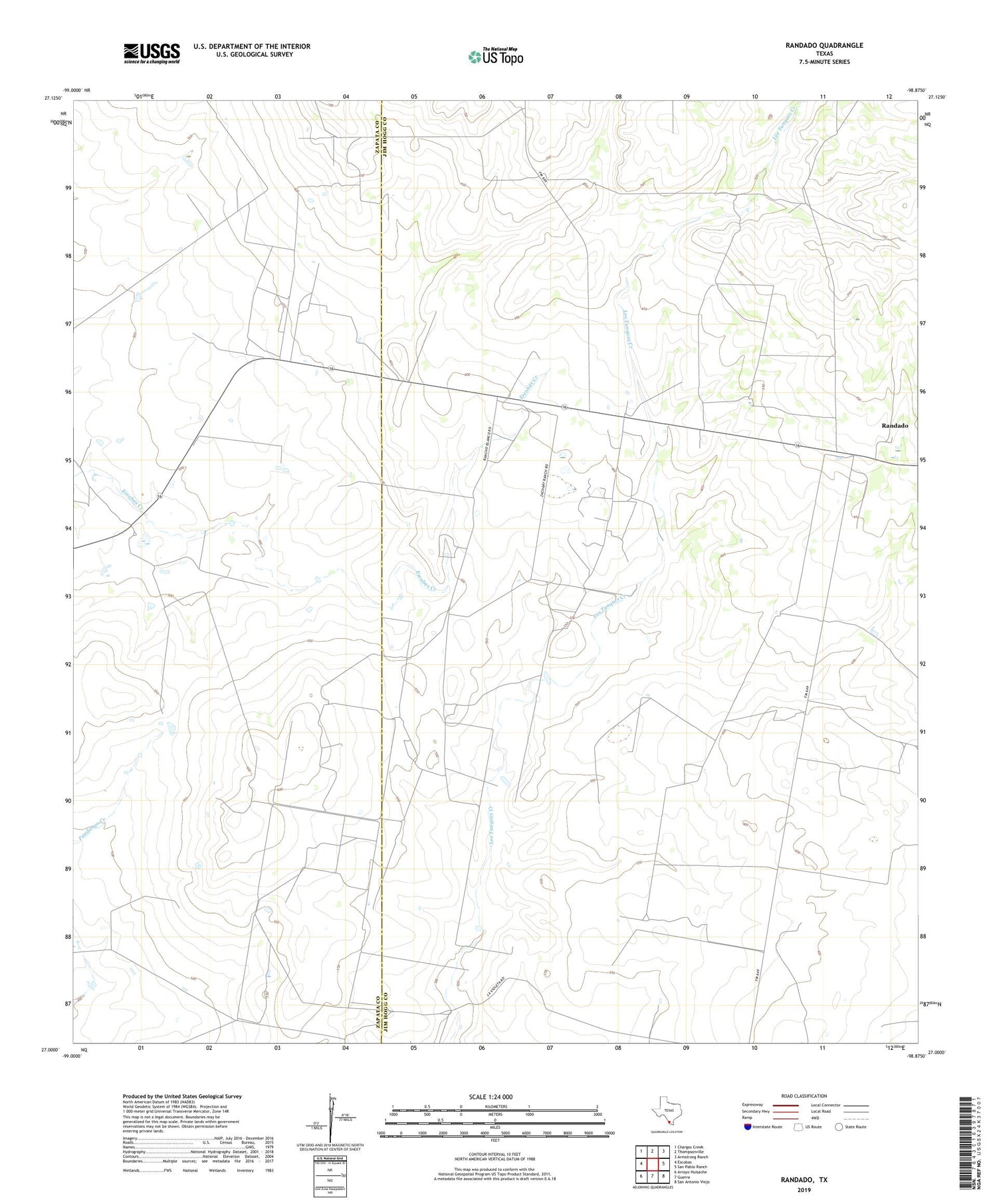 Randado Texas US Topo Map Image