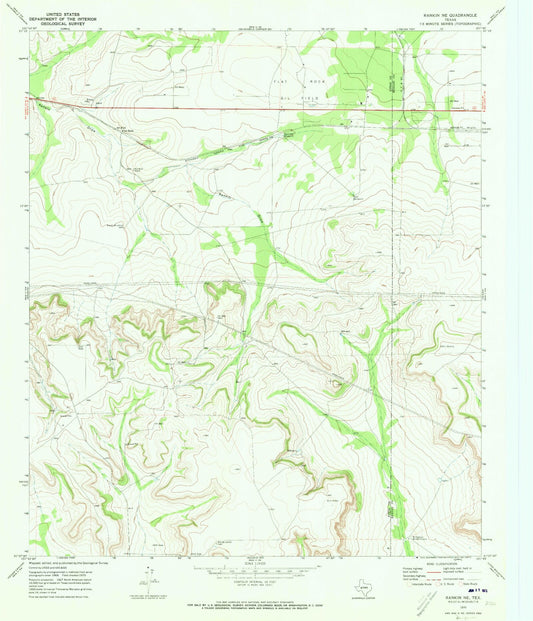 Classic USGS Rankin NE Texas 7.5'x7.5' Topo Map Image