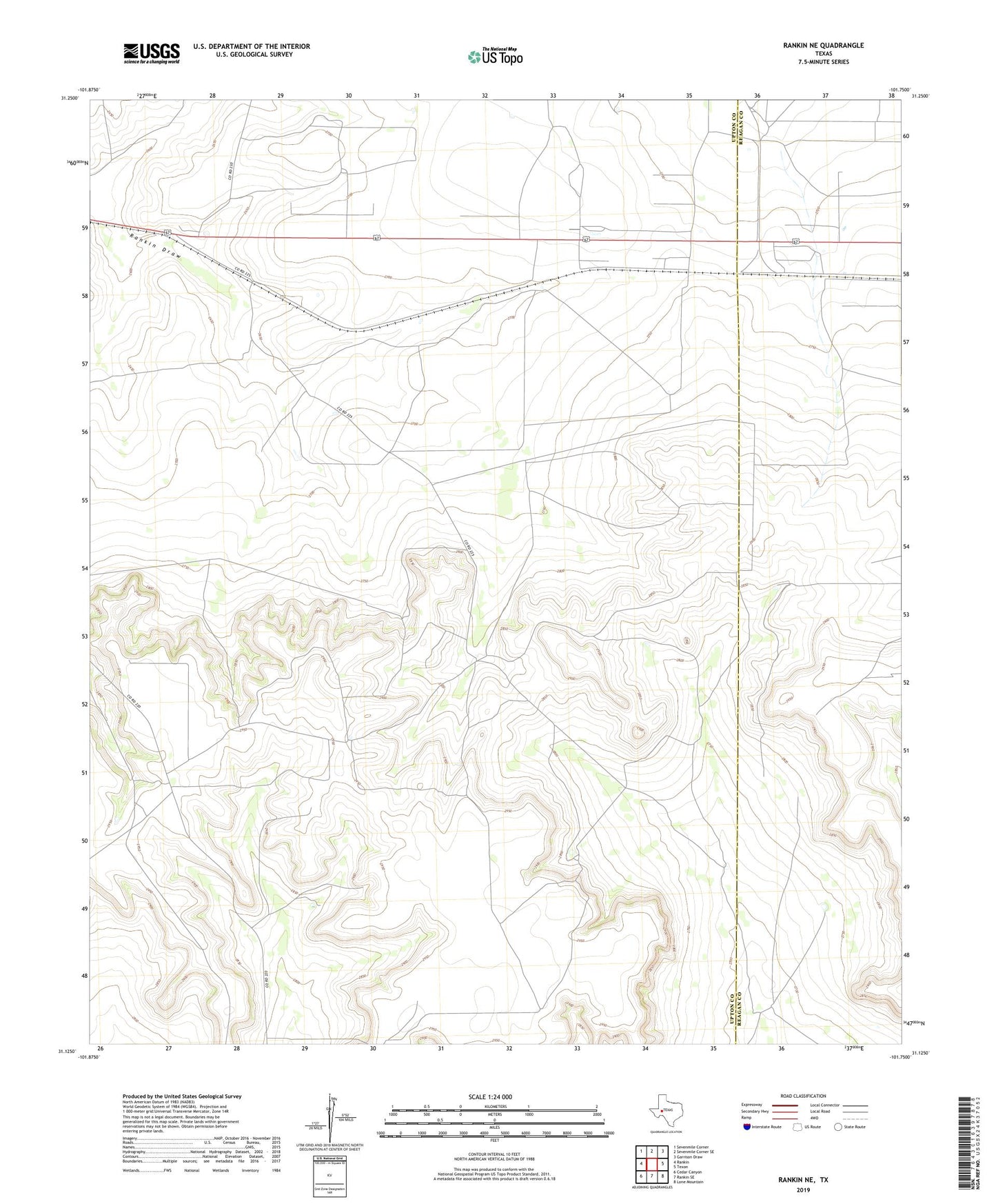 Rankin NE Texas US Topo Map Image